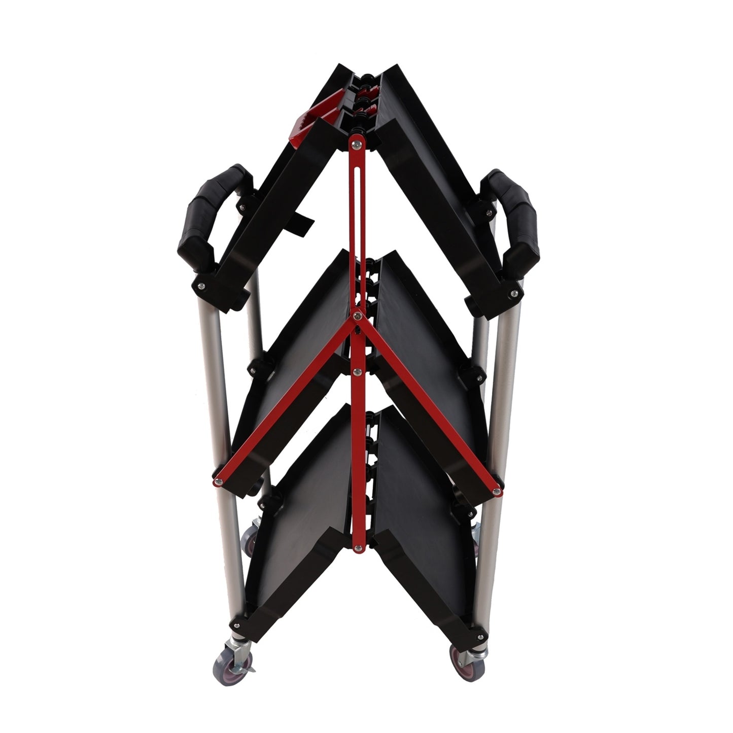 Folding Service Car With Wheels, Three-layer Practical Trolley, Folding Storage Cart, Suitable For F