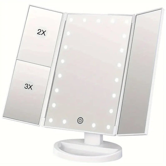 Foldable LED Mirror Illuminated Make Up Mirror Cosmetic Vanity With Light Stand
