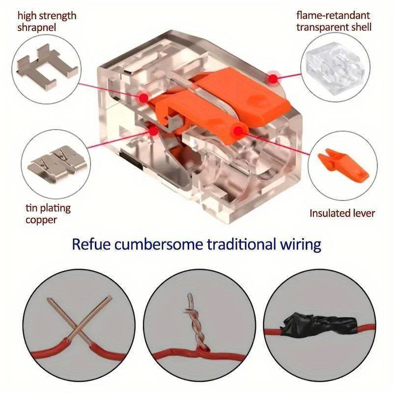75x For Wago 221 Electrical Connectors Wire Block Clamp Terminal Cable Reusable