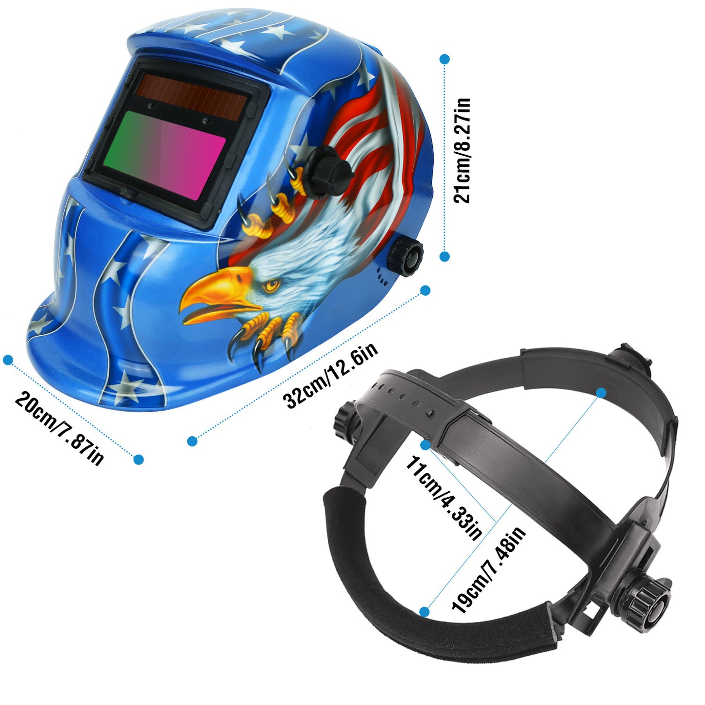 Welding Helmet Solar Powered Auto Darkening Hood With Adjustable Wide Shade Range 9-13 For Mig Tig  Weld Grinding Welder Mask