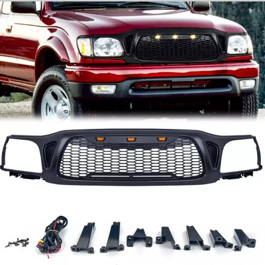Front Grille Fits For Tacoma 2001 2002 2003 2004 With Light Letters Matte Black Radiatormesh
