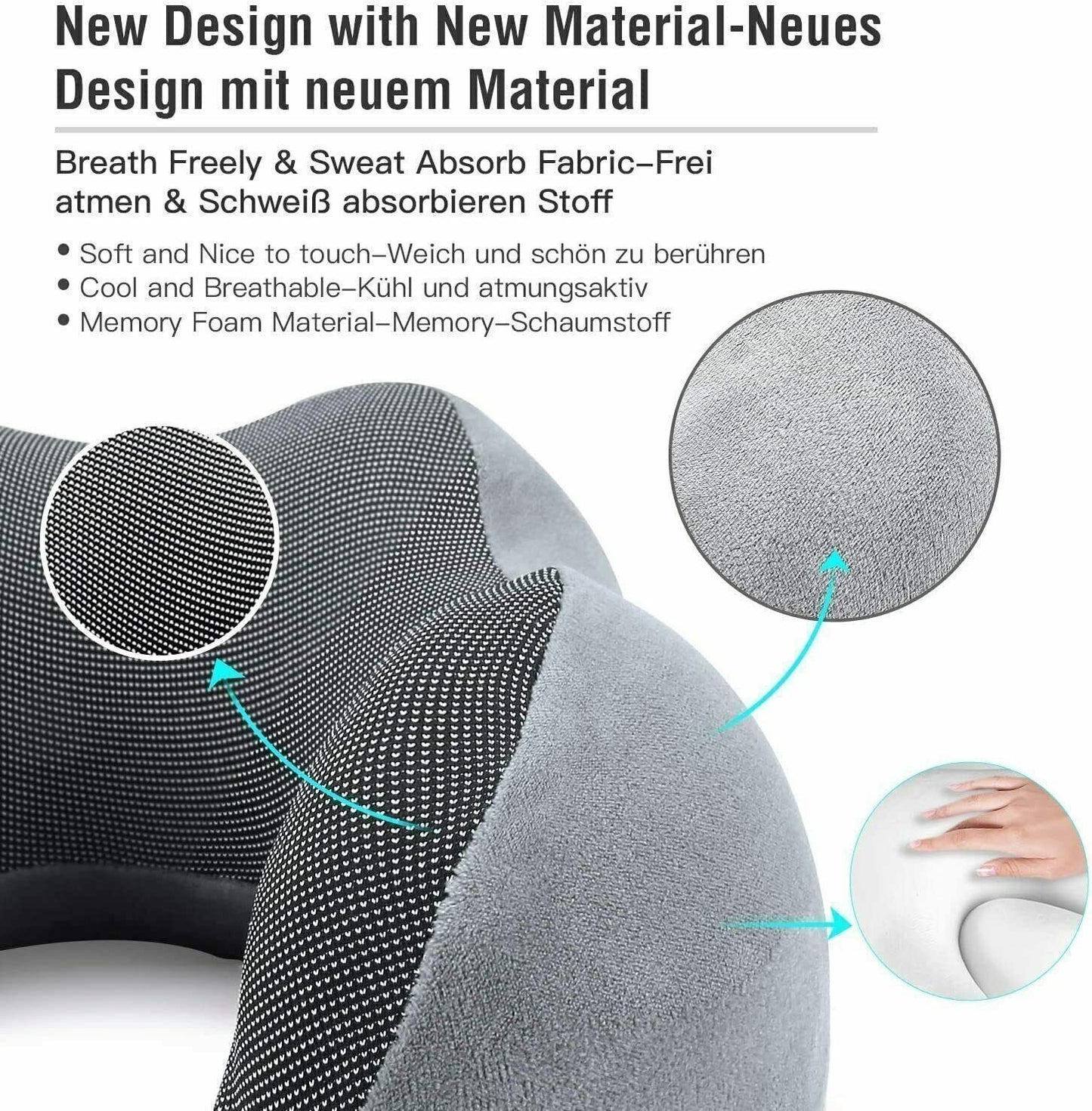 Memory Foam Travel Pillow Neck Pillow 360 Degree Headrest With Storage Bag
