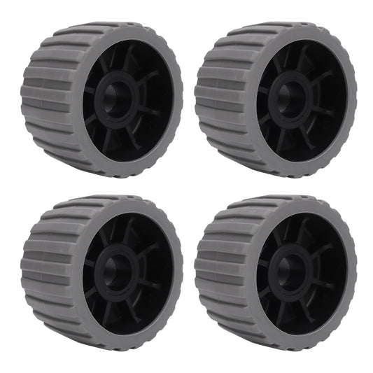 4PCS Trailer Wobble Rollers High Temp Resistant Poly Ribbed Wobble Roller for Boats Trailers 125 X 73 X 30mm Gray