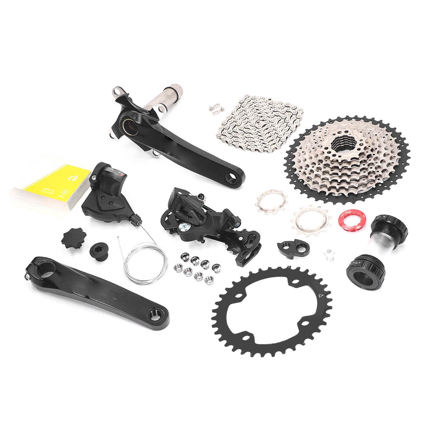 9 Speed Groupset 42T Flywheel Bike Shift Kit Crank Shifter Rear Derailleur Chain Set 36T Crankset