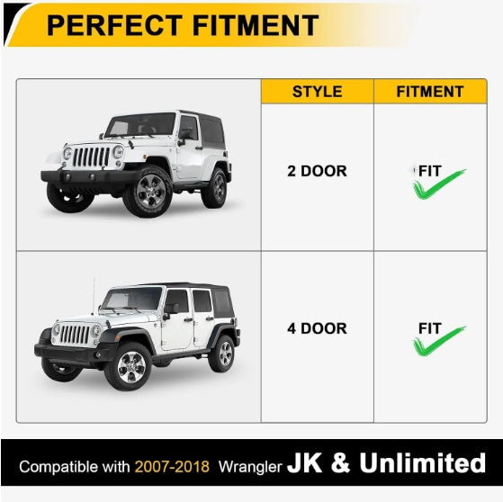 Front Rear Fender Flares Compatible With 2007-2018  Wrangler JK JKU, Off-Road Wheel Flares Liner 4 PCS
