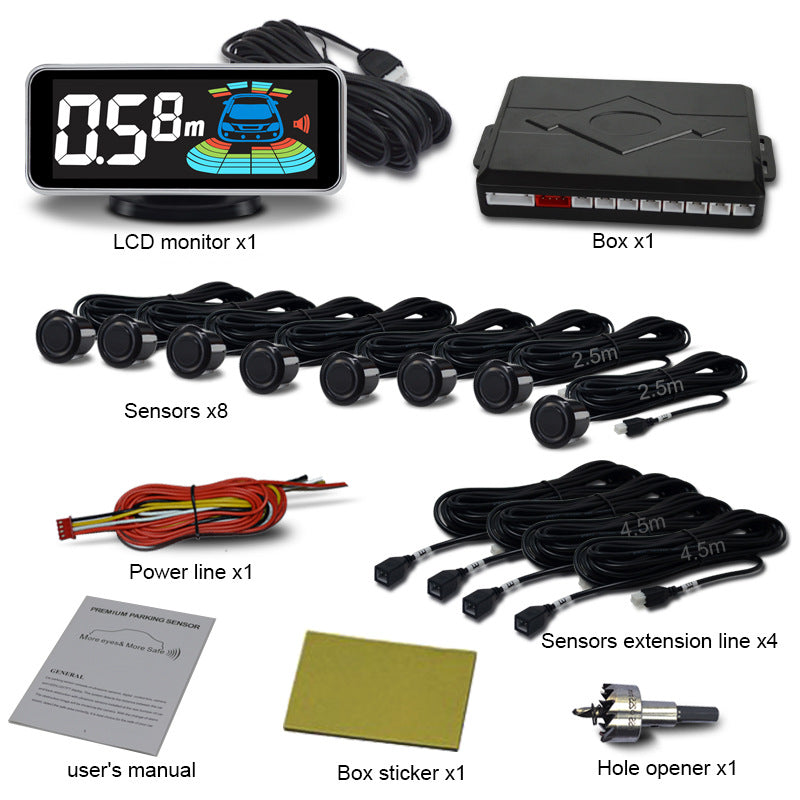 Front And Rear Automobile Reversing Radar 8 Probe Sensor