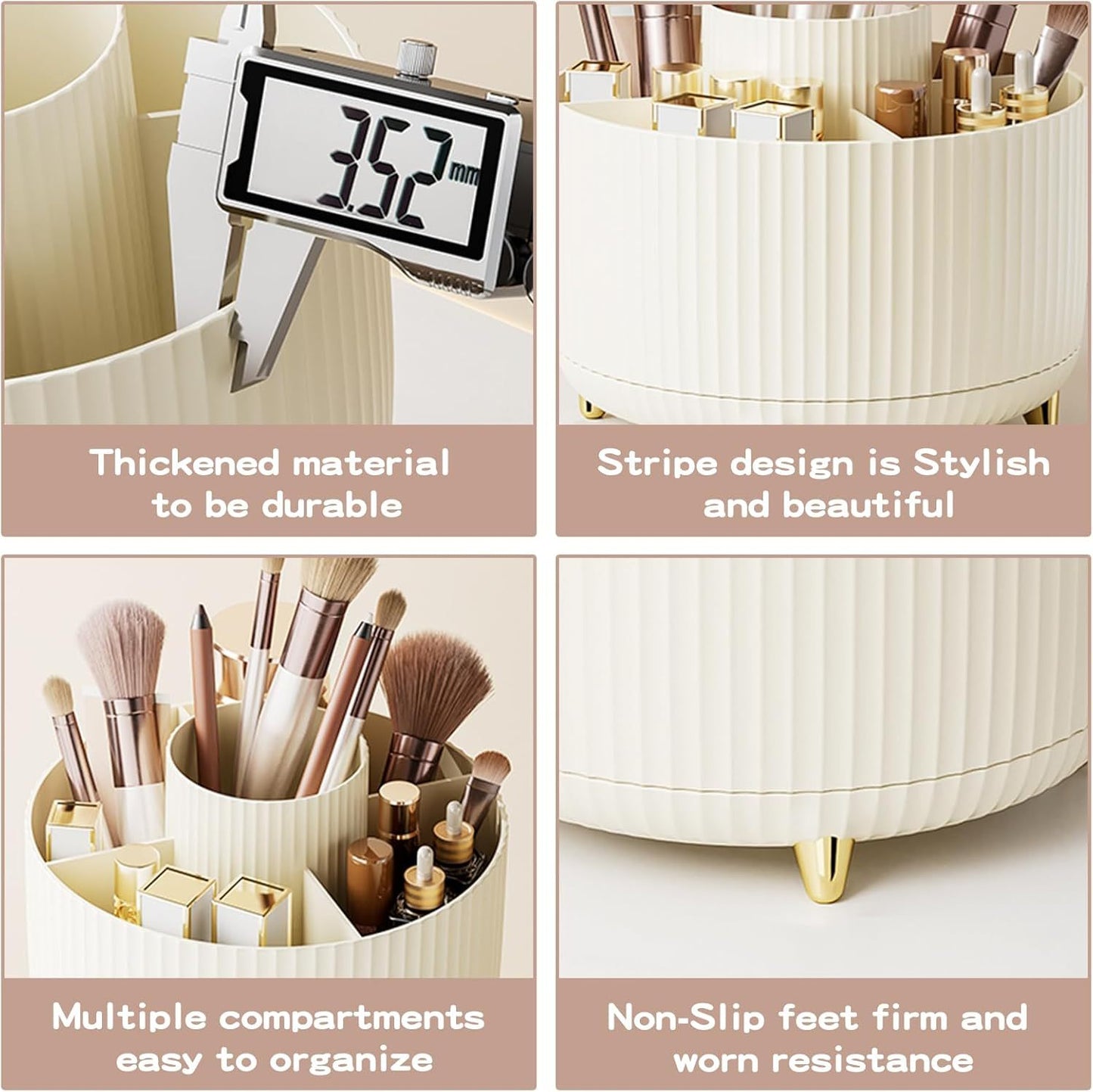 360 Degree Rotating Makeup Brush Holder Cosmetic Brush Holder Large Capacity Lipstick Makeup Brush Pen Eyebrow Pen Jewelry Container