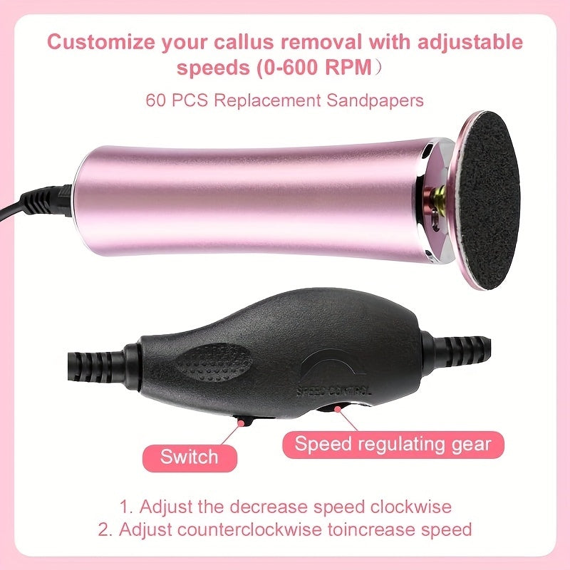 Electric Foot Protection Machine, 60 Pieces Of Sandpaper, Adjustable Speed To Change Sandpaper, Foot Care For Men, Women And Barefoot Walkers, Remove Dead Skin And Calluses On The Soles Of The Feet