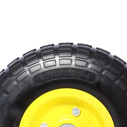 Heavy-Duty Flat Free PU Foam Tire And Wheel   4.10 X3.50-4, 10 Diameter, 5 8 Axle Bore Hole, 2.2 Offset Hub And Double Sealed Bearings For Hand Trucks Replacement,orange Color