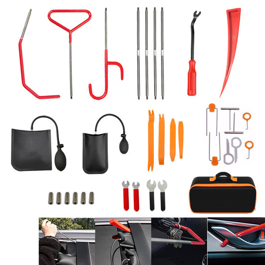 34 Piece Set With Triangle Yellow Rocker Emergency Tool Kit Car Door Hook Tool
