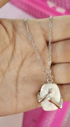 Collier pendentif couple en perles baroques carrées uniques, cadeau de Saint-Valentin pour amoureux, bijoux de fête