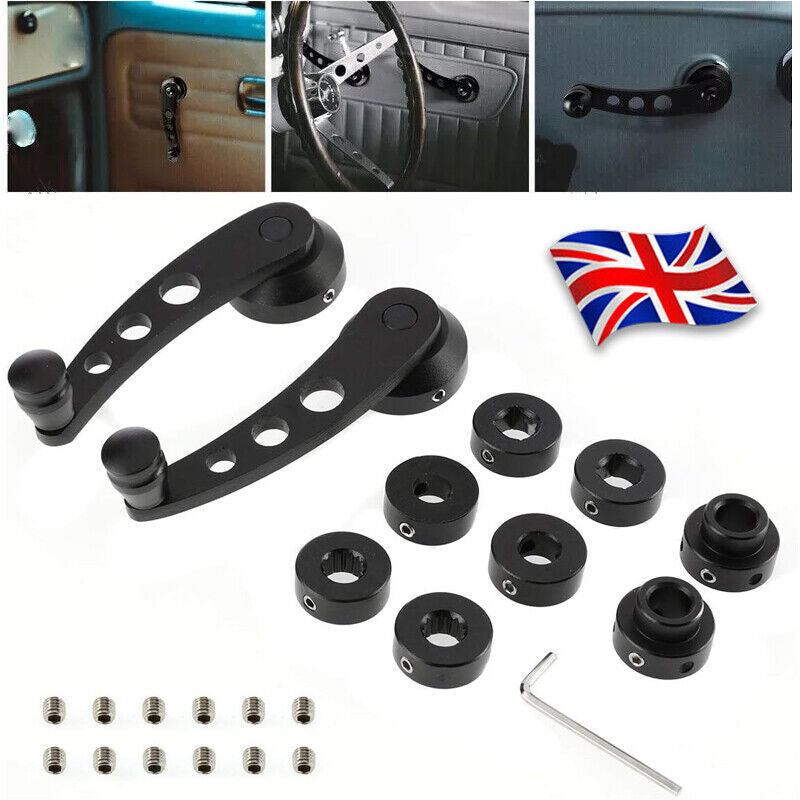 Pair Black Car Truck Window Door Winder Riser Crank Handle Riser Alloy Universal