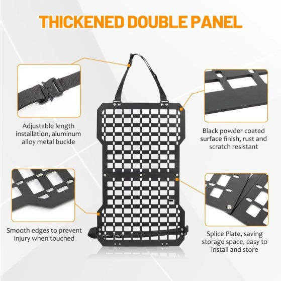 Universal Seat Back Molle Panel Organizer With Gun Holder