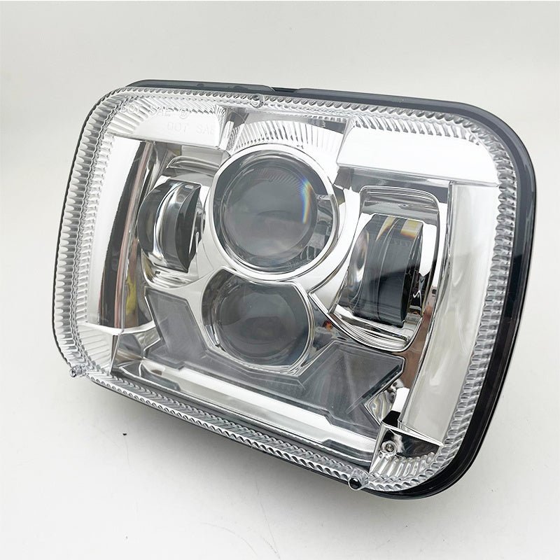 New Square Light Car Headlight Modified Headlight Black Silver Bottom