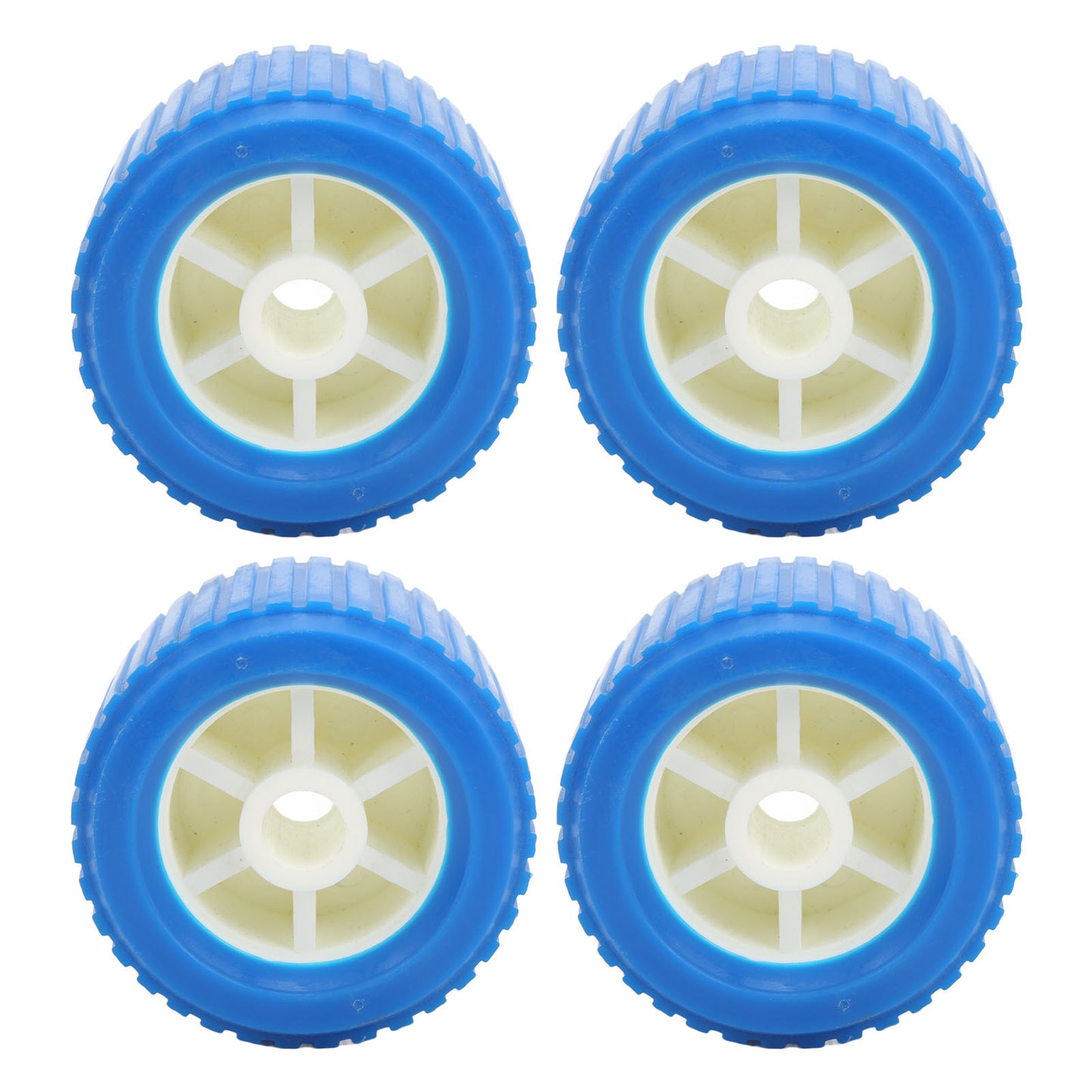 4PCS Marine Ribbed Wobble Roller 108x75x19mm Blue PP High Temp Resistant for Boat Yacht Trailer