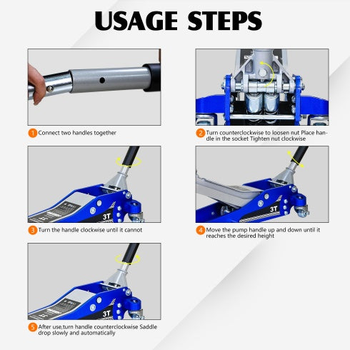 3T Aluminum Iron Horizontal Jack