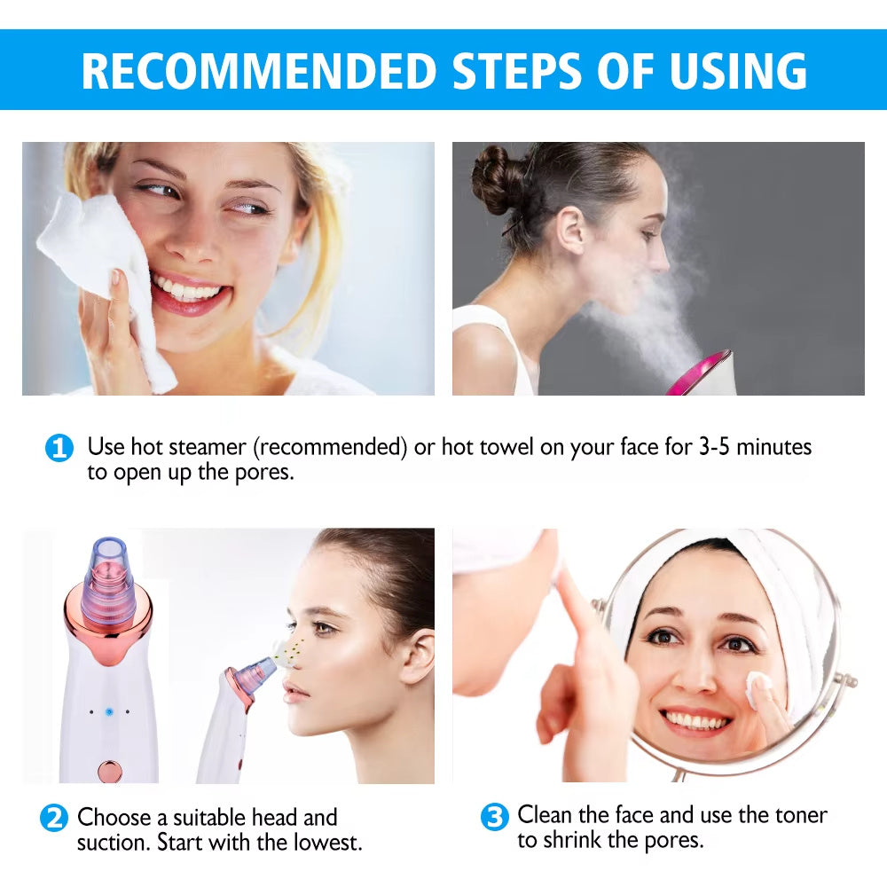Blackhead Remover Pore Acne Pimple Removal Face T Zone Nose Water Bubble Cleaner Vacuum Suction Facial Diamond Steamer Oil Dirty