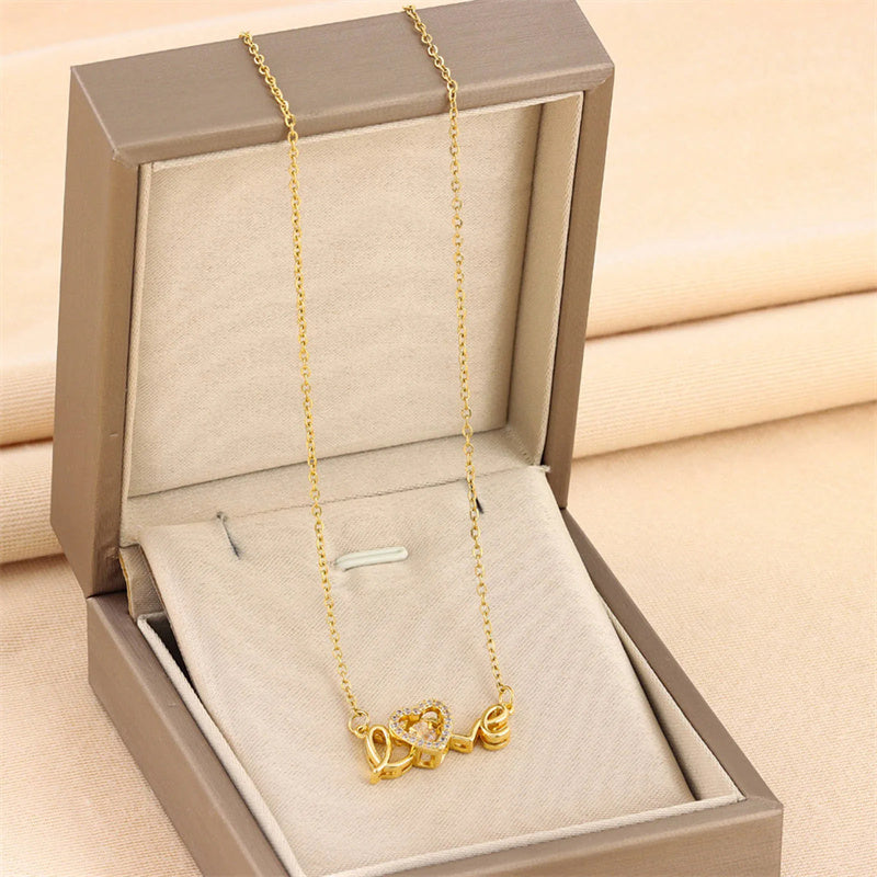 Cadeau de Saint Valentin Nouveau collier en acier titane Mode Nouveau collier intelligent d'amour Chaîne de clavicule féminine Bijoux de mode Femme