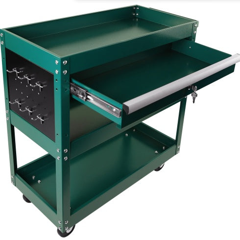 3 Tier Rolling Tool Cart, Heavy Duty Utility Cart Tool Organizer With Storage Drawer, Industrial Commercial Service Tool Cart For Mechanics, Garage, Warehouse & Repair Shop