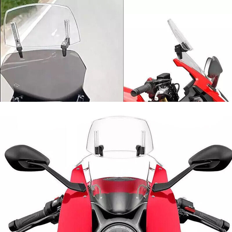 Motorcycle Clip On Windshield Wind Screen Deflector Extension Spoiler L