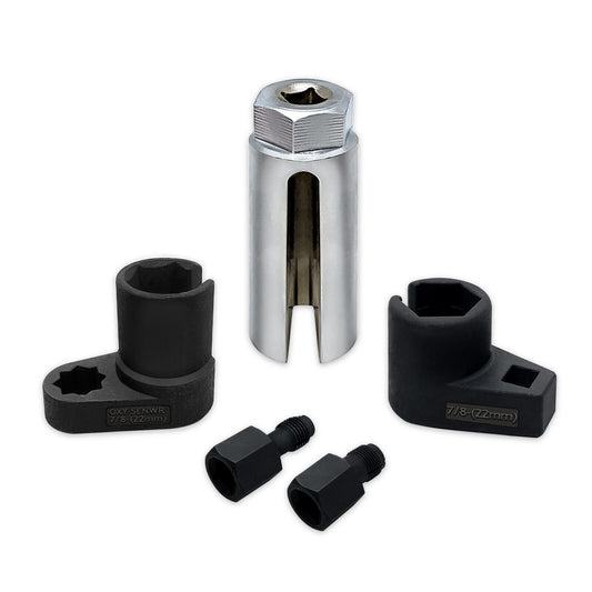 5Pcs 22mm Lambda Oxygen Sensor Socket Remove Set Kit Thread Chasers Tool W  Case