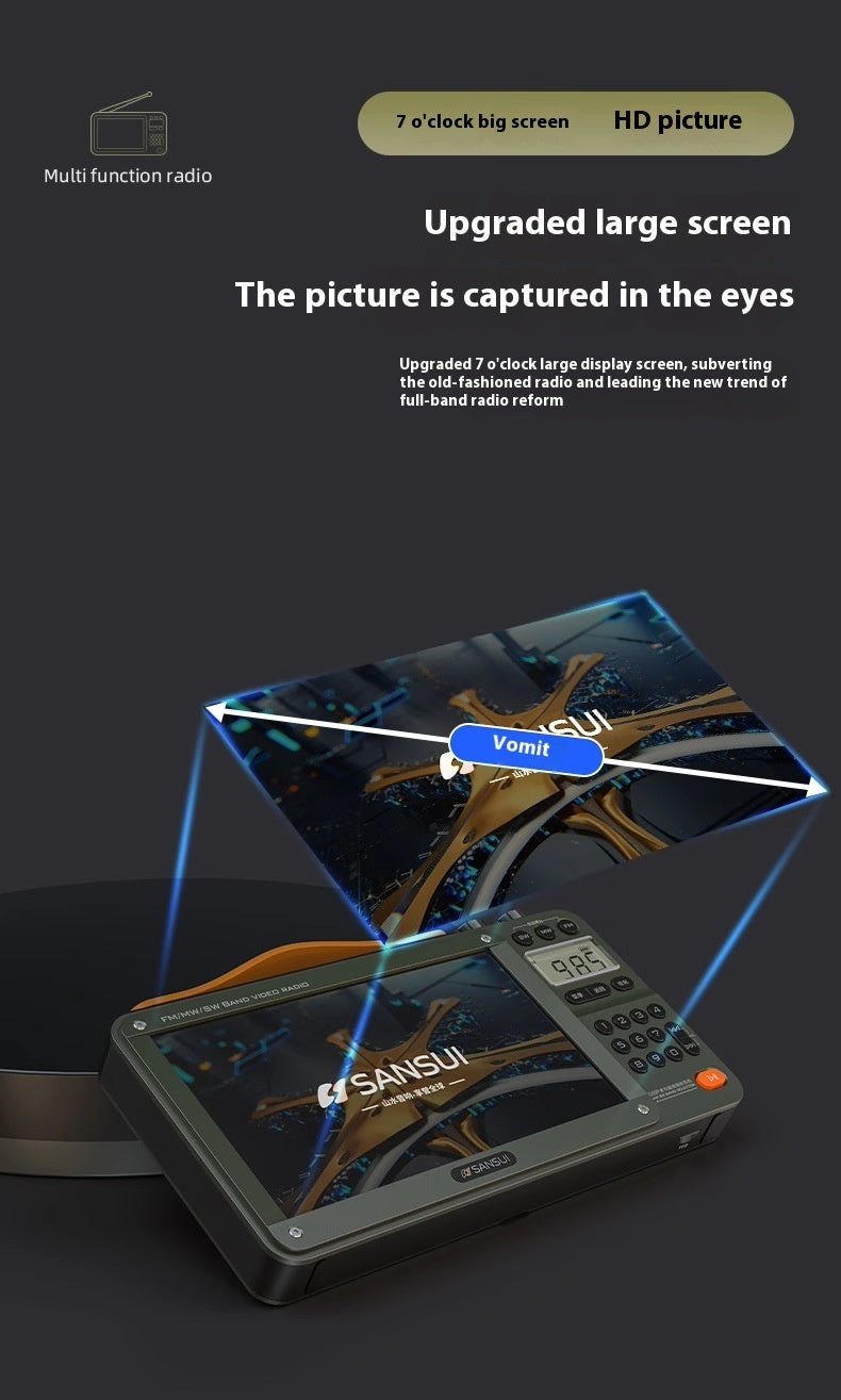 Radio pour personnes âgées à domicile Haut-parleur Bluetooth à bande complète Lecteur vidéo HD