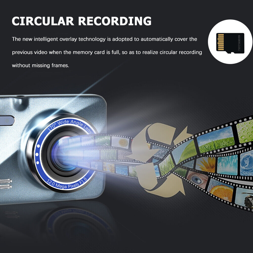 Car Camera Recorder Dual Front And Rear HD 1080P Dash Cam Night Vision