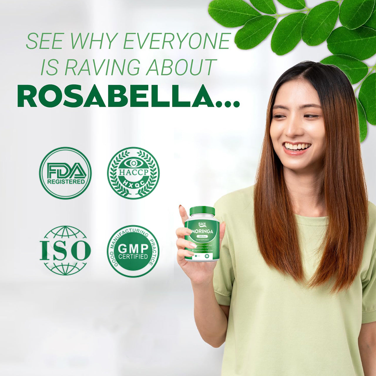 Pure Moringa Powder Capsules Of Nutrient-Rich Moringa - Natural Antioxidant Superfood - Promotes Energy, Skin Health, Gut Well-Being - With Essential Vitamins & Amino Acids 60 Count