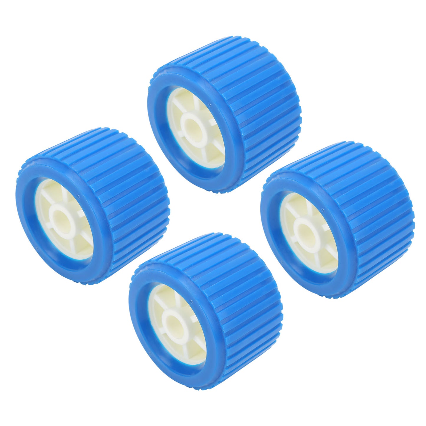4PCS Marine Ribbed Wobble Roller 108x75x19mm Blue PP High Temp Resistant for Boat Yacht Trailer