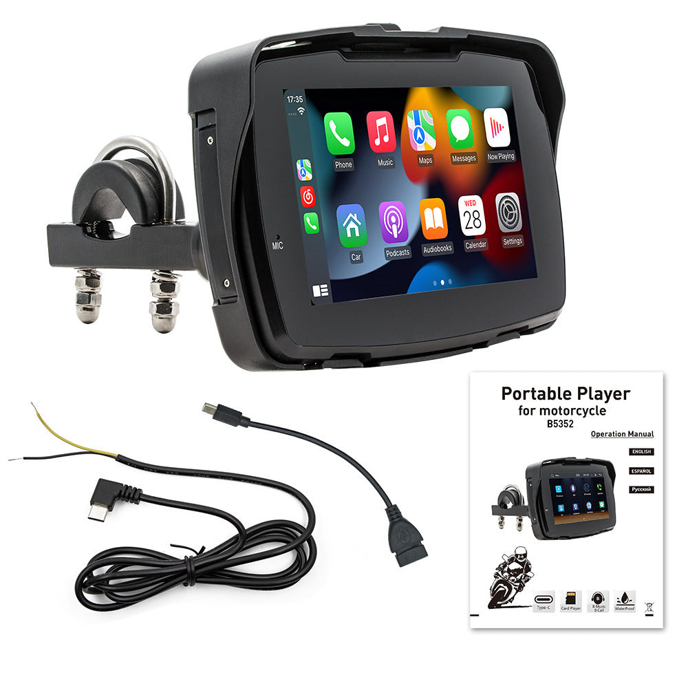 5-inch Motorcycle Portable Vehicle-mounted MP5 Player Wireless Carplay HD Waterproof