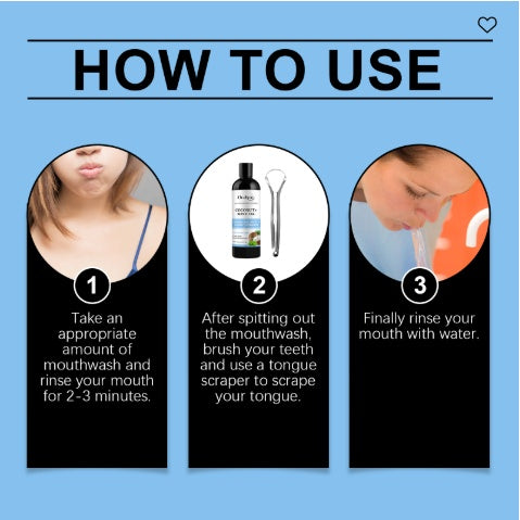Oralhoe Coconut Mint Oil, Coconut Mint Mouthwash  Breath Care Gum Stain Removal Mouthwash