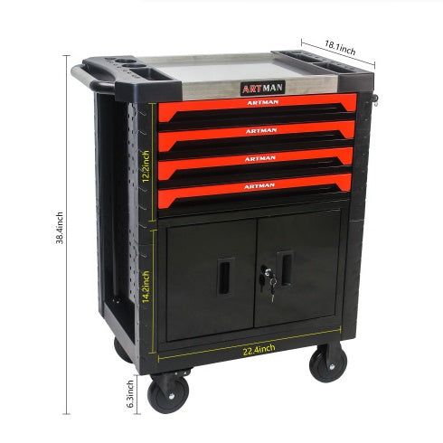 REMOVABLE 4 DRAWERS TOOL CART WITH LOCK