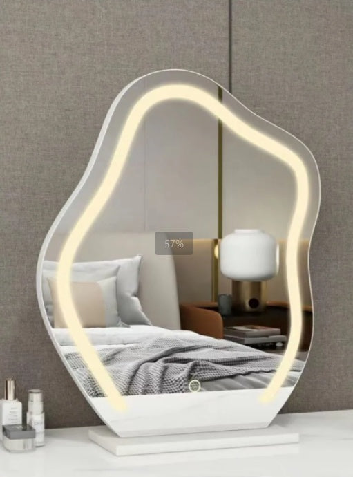 Large Makeup Mirror Cloud Shape Vanity Mirror 3 Colors LED Lights 220V