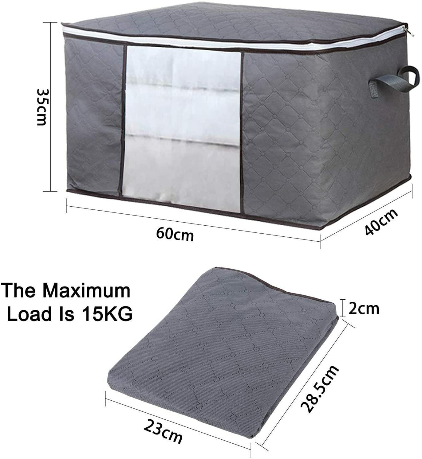 4Pcs Clothes Storage Bags Zipped Organizer Underbed Wardrobe Cube Closet Boxes