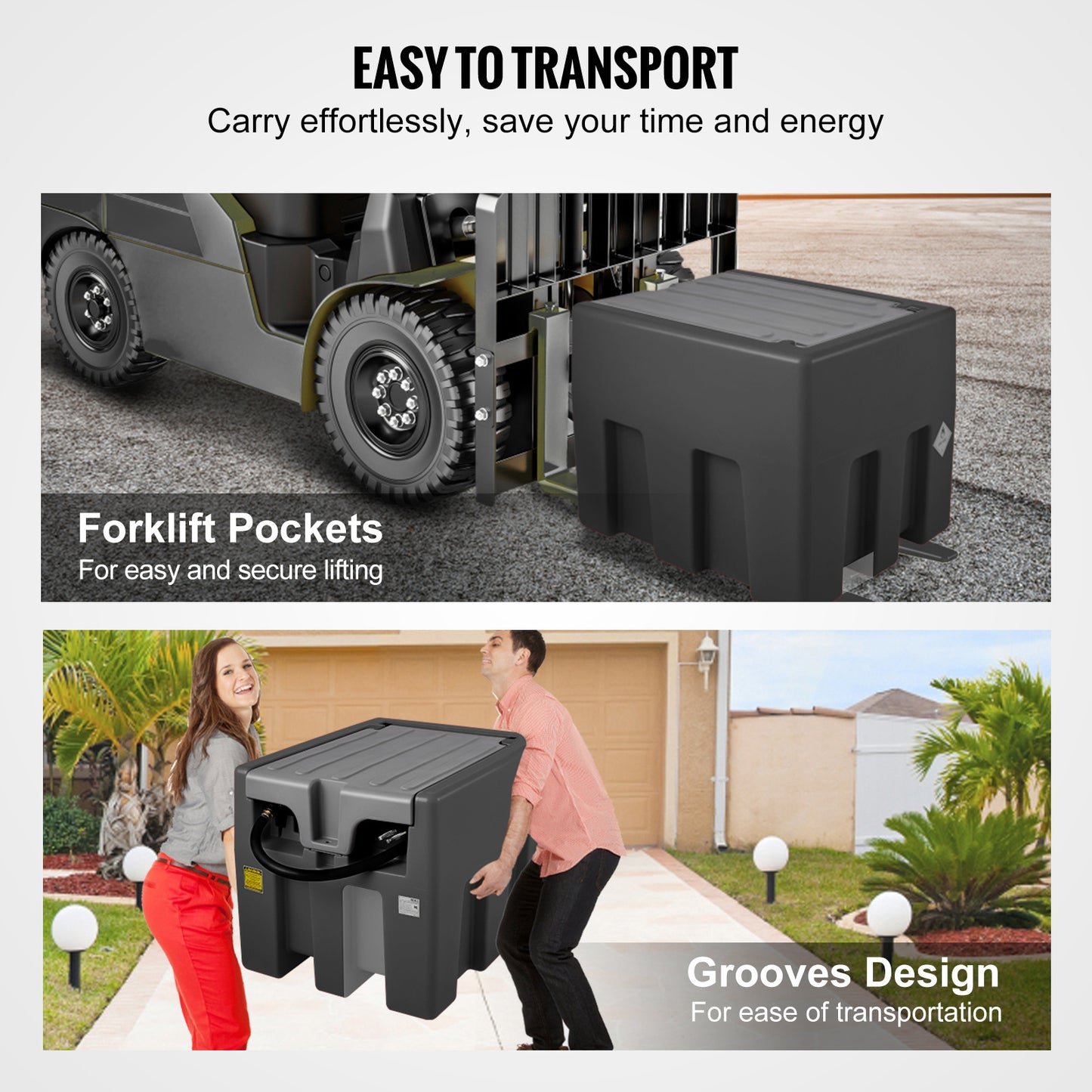 VEVOR Portable Diesel Tank, 58 Gallon Capacity & 10 GPM Flow Rate, Diesel Fuel Tank With 12V Electric Transfer Pump And 13.1ft Rubber Hose, PE Diesel Transfer Tank For Easy Fuel Transportation, Black
