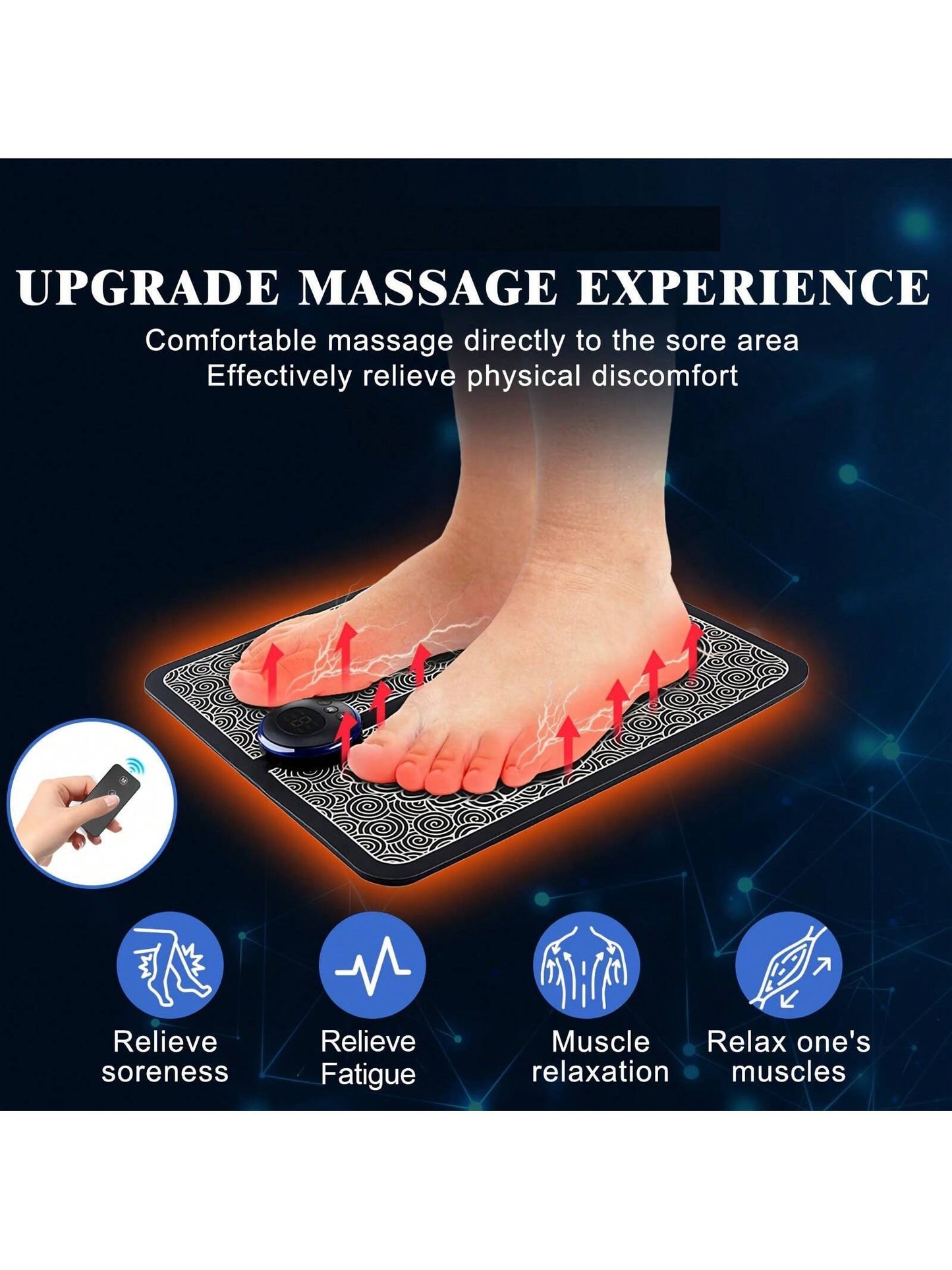 Neuropathy Foot Massager, Foot Pain Massage Pad, Muscle Relaxation, Portable Foot Massage Pad, Remote Control Foot Massager Stimulator