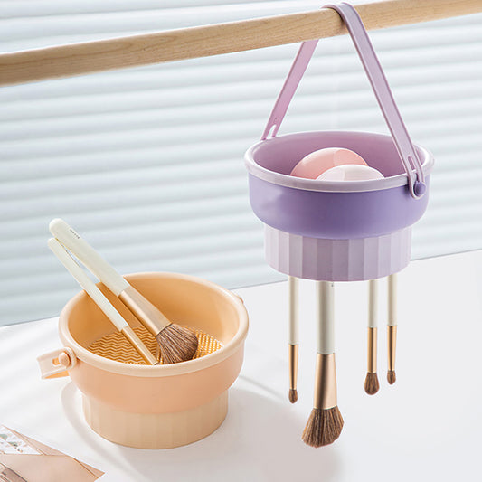 Makeup Brush Cleaning Bowl Beauty Egg Cleaning Tool Storage Set Brush Powder Puff Dry Cleaning Silicone Drying Shelf