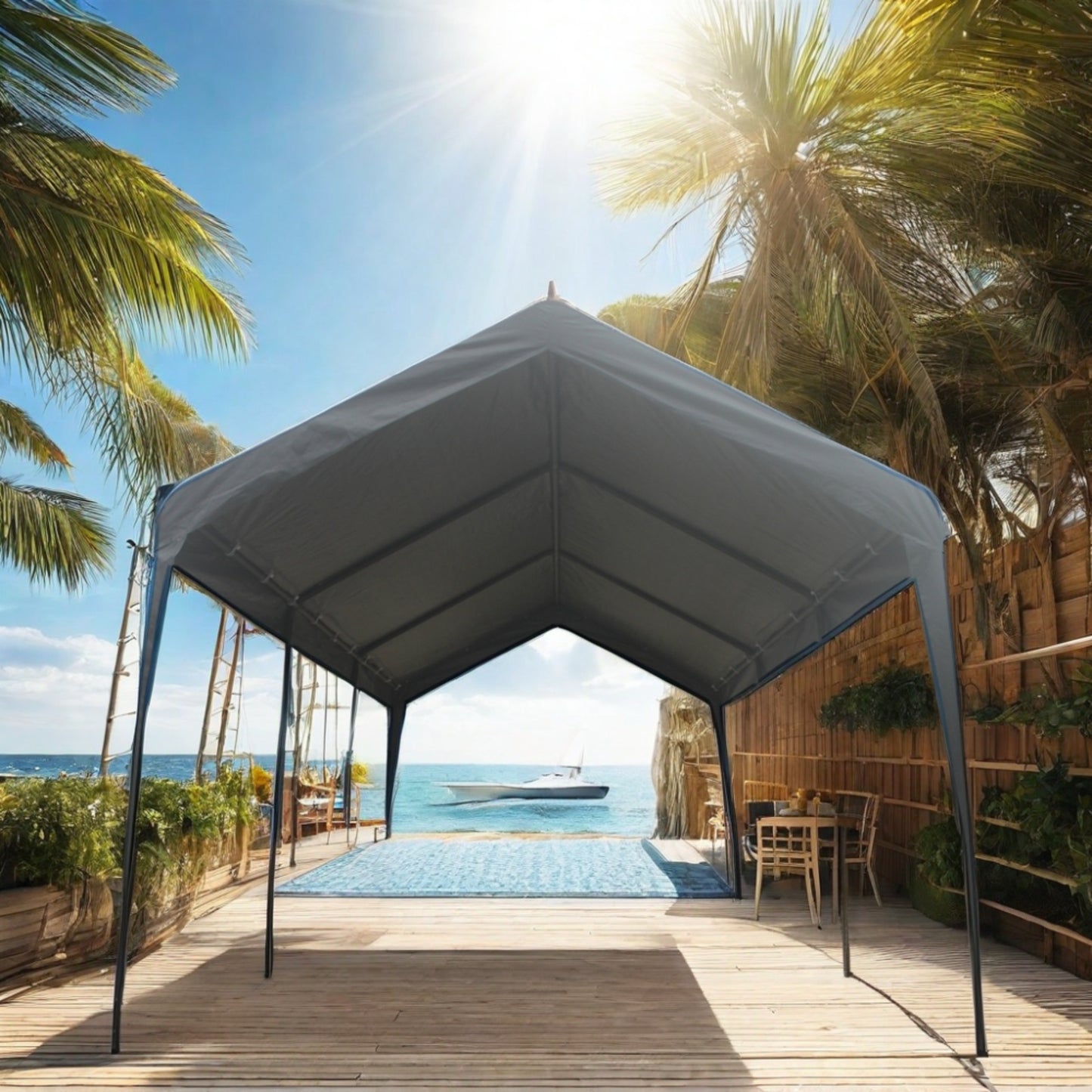 10x20ft Gazebo Party Tent Heavy Duty Canopy Carport Outdoor Portable Garage Grey