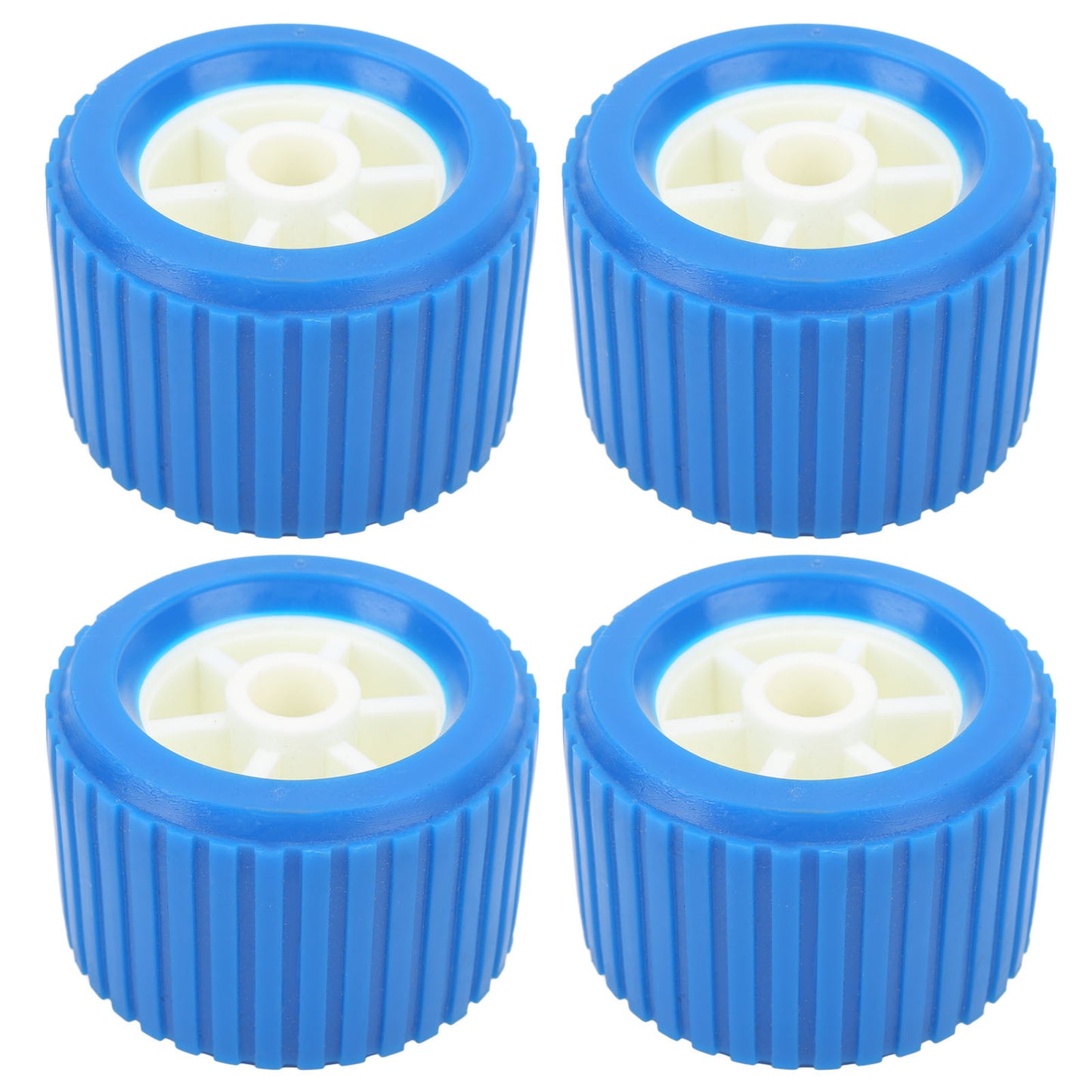 4PCS Marine Ribbed Wobble Roller 108x75x19mm Blue PP High Temp Resistant for Boat Yacht Trailer