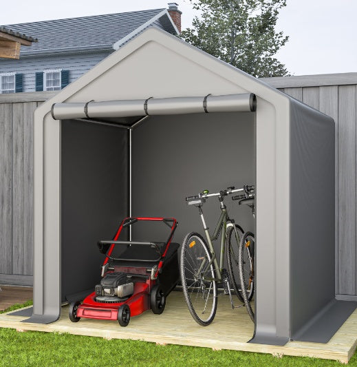 6x6 Ft Garden Shed Heavy Duty Outdoor Portable Garage Ventilated Car Canopy Carports