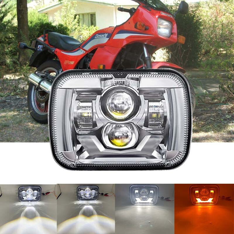 New Square Light Car Headlight Modified Headlight Black Silver Bottom