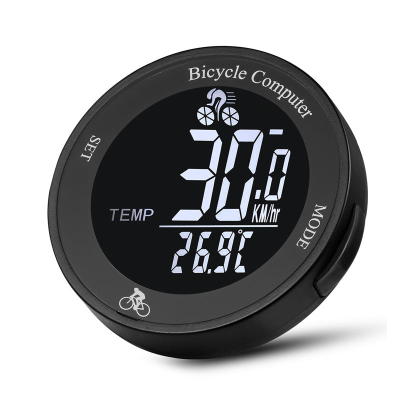 Black Wireless Waterproof Mountain Bike Round Tachymeter