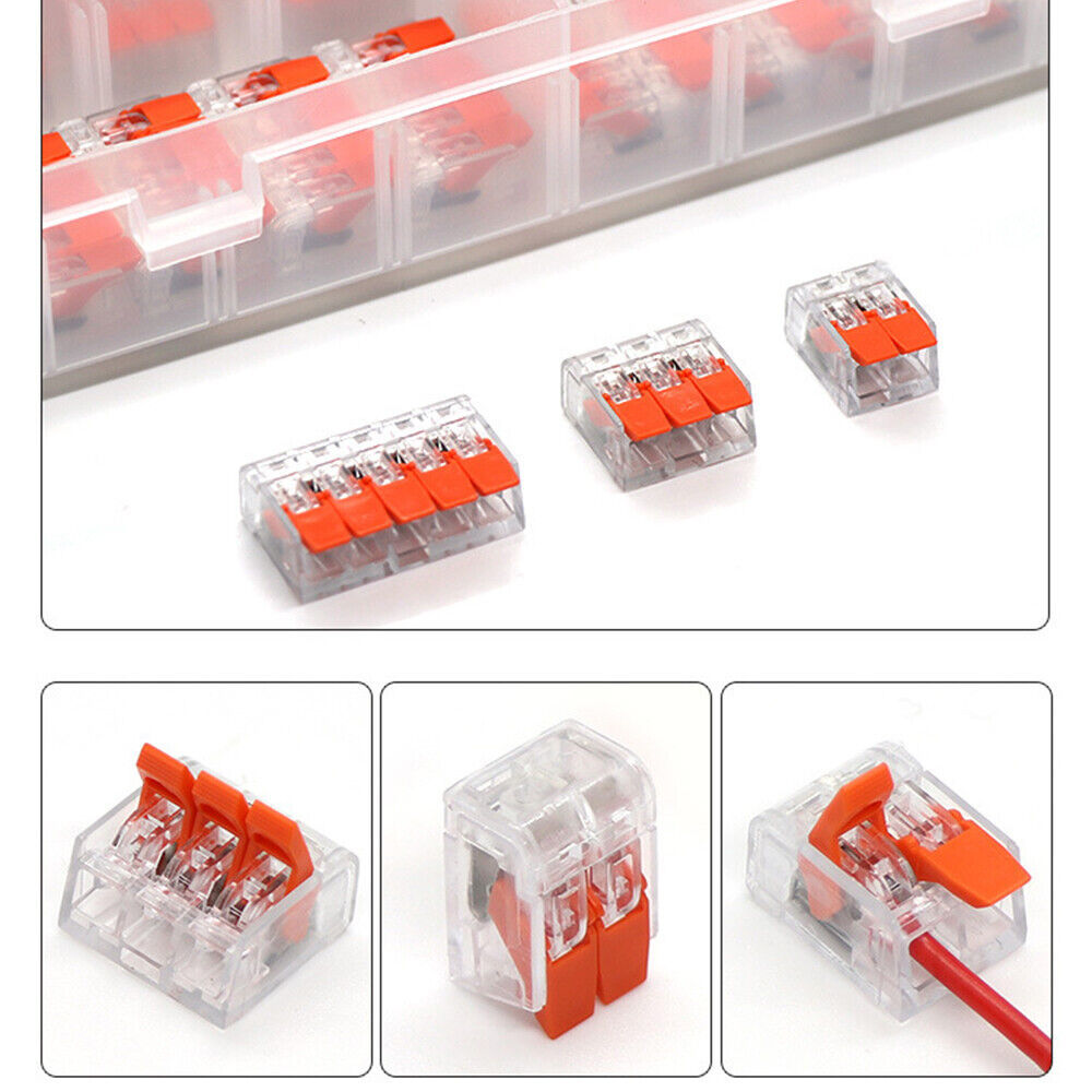 95x For Wago 221 Electrical Connectors Wire Block Clamp Terminal Cable Reusable-