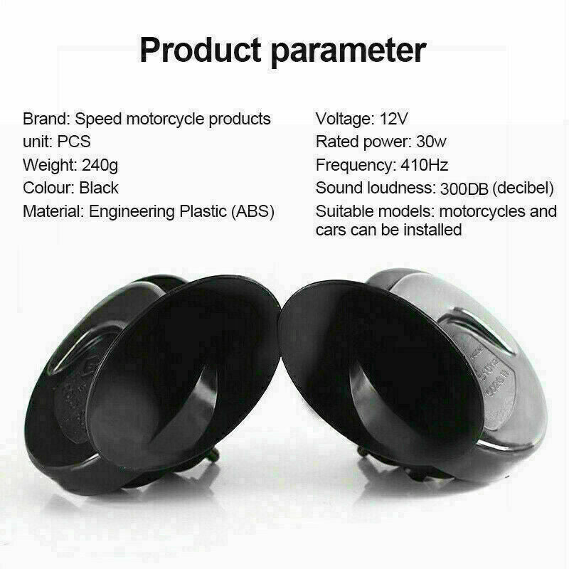 2PCS 12V 300DB Super Horn Snail Waterproof  Horn For Motorcycle Truck SUV Boat