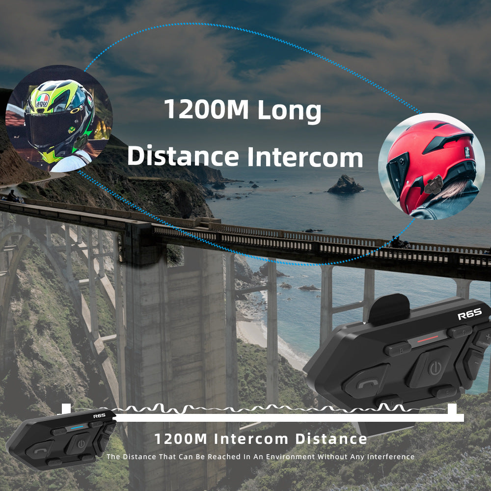 Waterproof Motorcycle Helmet Bluetooth-compatible Riding Wireless Intercom Headset