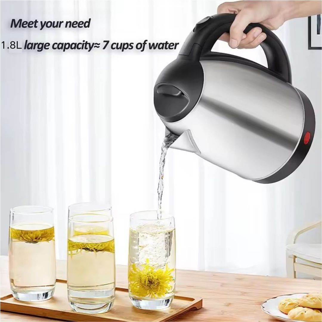 Cordless Electric Kettle 1.8L 1500W Stainless Steel Jug Overheat Protection 360