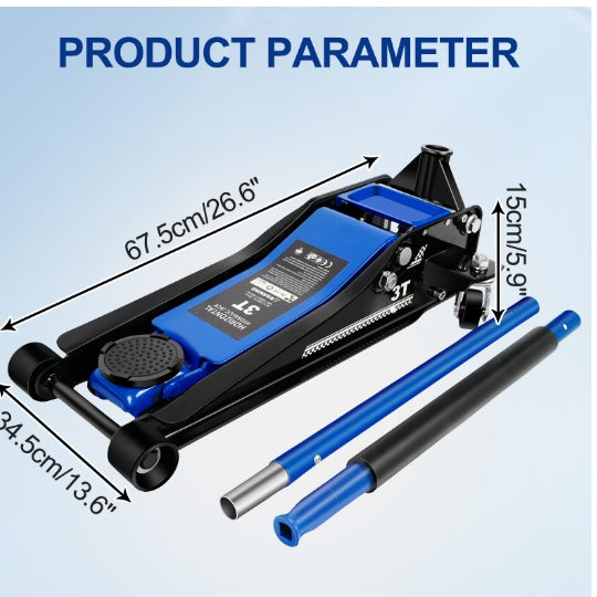 Floor Jack,3Ton 6600lbs Low Profile Floor Jack,dual Piston Quick Lift Pump,Lifting Range 75mm 2.95   500mm 19.69,Blue