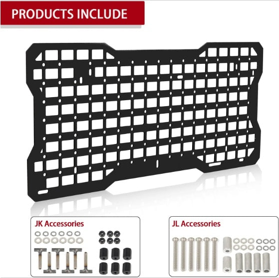 Panneau tactique de hayon pour kit d'outils de hayon Wrangler, supports de rangement compatibles avec Wrangler 2007-2022 JK JKU 2018-2022 JL JLU