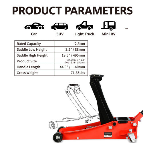 2.5 Ton Low Profile Floor Jack Unavailable Platforms- Welfel , Temu