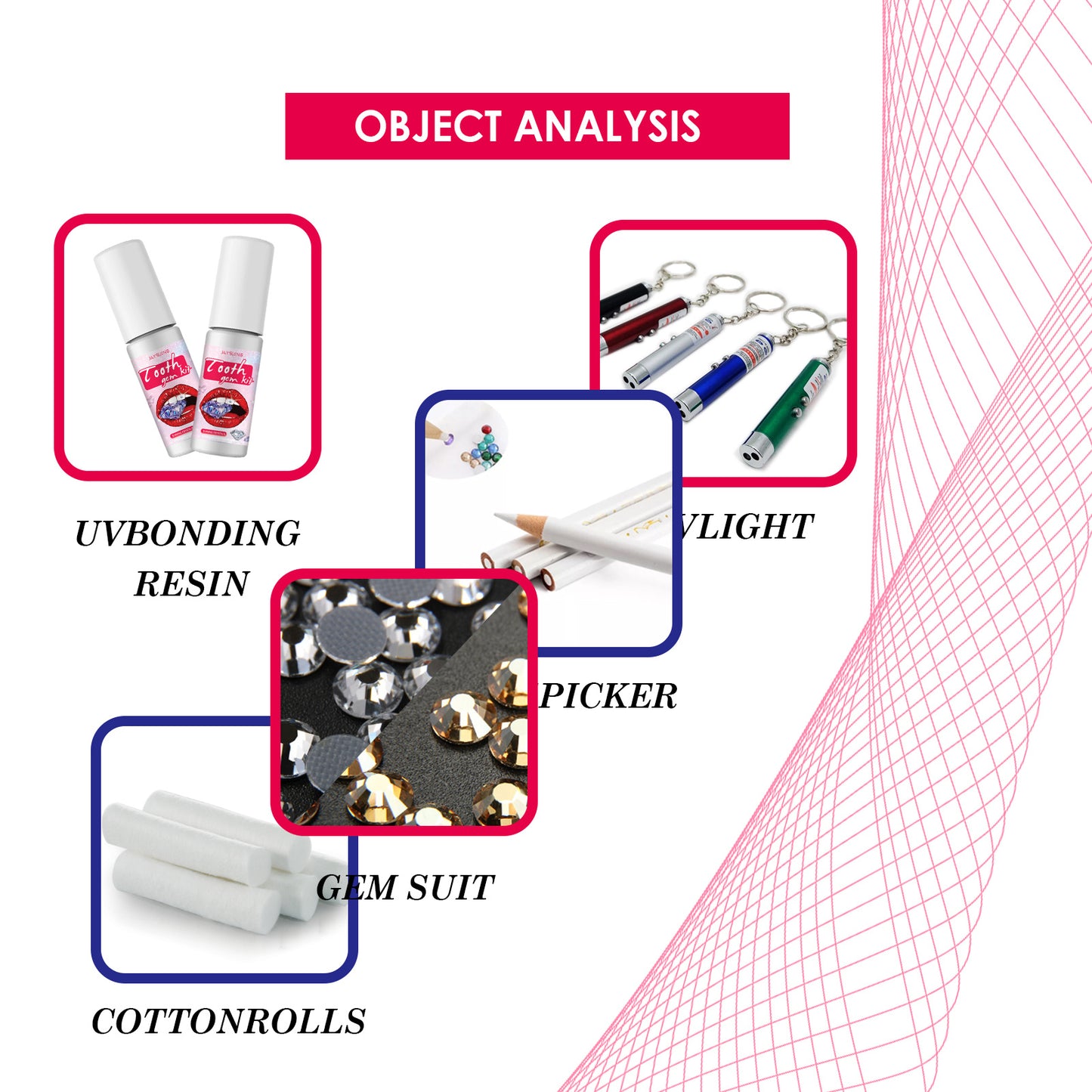 Jaysuing Tooth Gem Kit, Accessories Easy To Remove And Install Crystal Dental Drill Tooth Embellish Glitter Stick